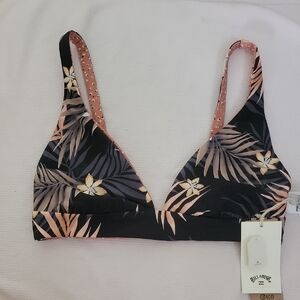 Billabong Black and Pink Bra with Tropical Print